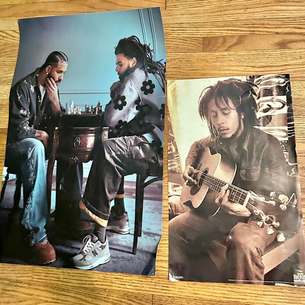 Set of 2 music posters Comes with BOTH a J. Cole, Drake, & Bob Marley poster.